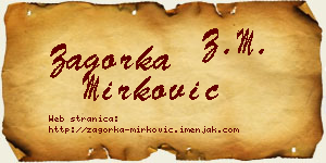 Zagorka Mirković vizit kartica